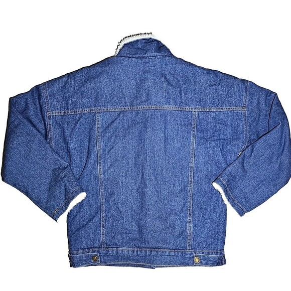 HengSheng Jeans Sherpa Lined Dark Denim Button-Down Jacket Winter MED Blue MENS - Picture 2 of 10